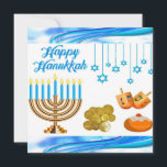 Crianças divertidas Moedas de cartão Chanukah sonh<br><div class="desc">Esta é uma bela carta Chanukah para crianças com menorah,  moedas de ouro e sonhos com cores felizes em branco. A parte de trás da placa é bonito e azul.</div>