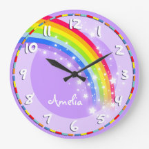 Crianças divertidas nome do arco-íris relógio roxo