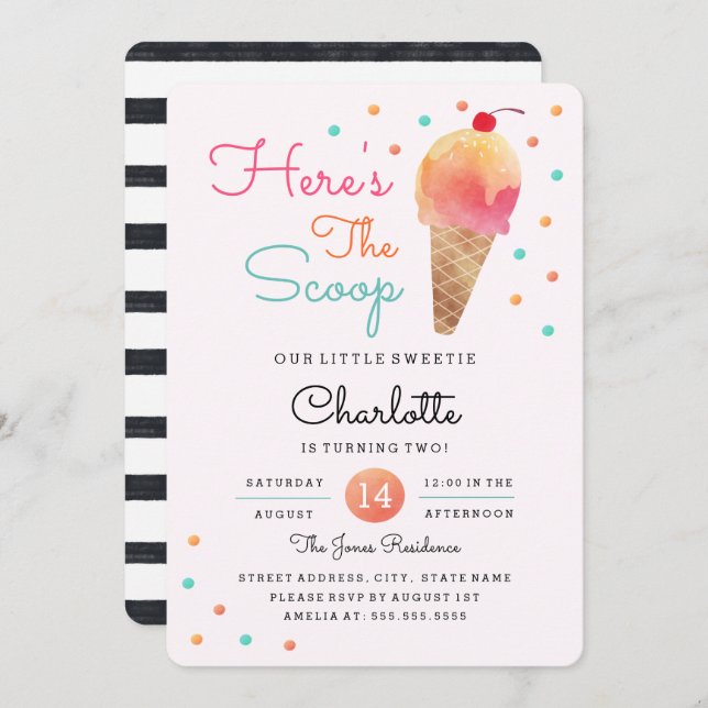 Crianças do sorvete Fizeram Convite de Aniversário (Frente/Verso)