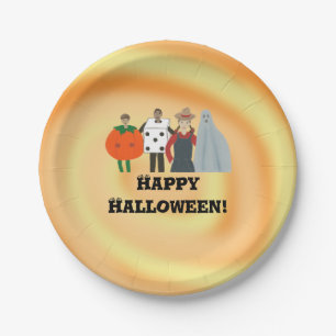 Crianças em Figurinos Felizes Pratos de Halloween