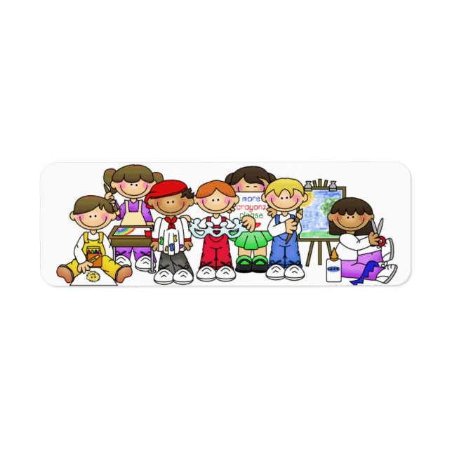 Crianças Felizes Artistas Pintando Adesivos (Frente)