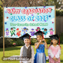 Crianças Fofas Dançando Colorido Congrats Graduaçã