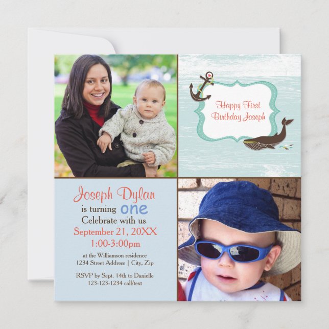 Crianças Fotográficas de Baleia Azul 2 - Convite d (Frente)