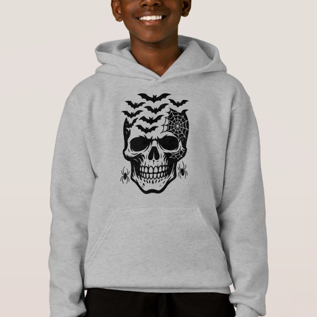 Crianças Halloween Skull Hoodie (Frente)