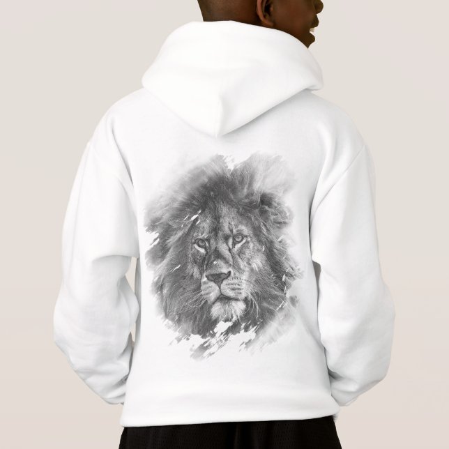 Crianças Homens Hoodie Impressão Do Lion Animal (Verso)