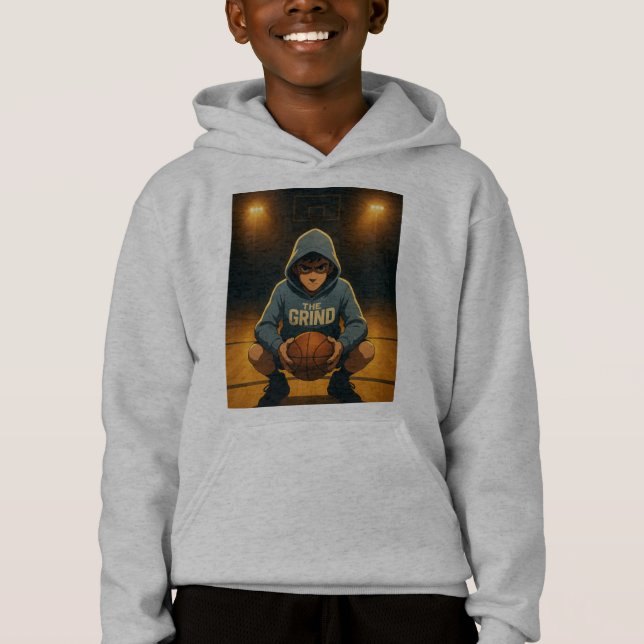 Crianças Hoodie De Basquete - Grind (Frente)