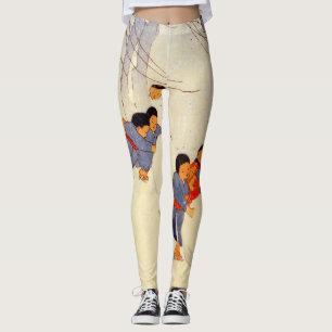 Crianças japonesas brincando com leggings impressa