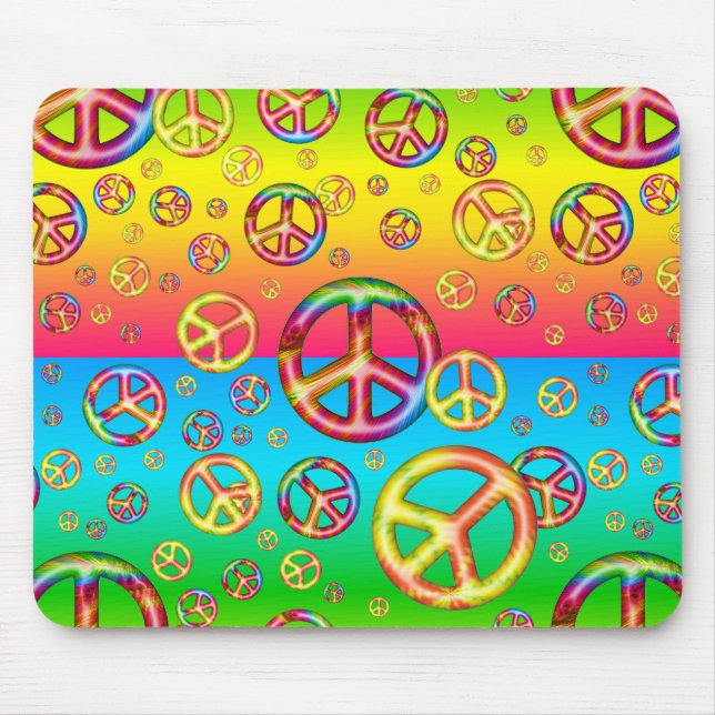 Crianças Loucas Cores PEACE OUT-Computer Mousepad (Frente)