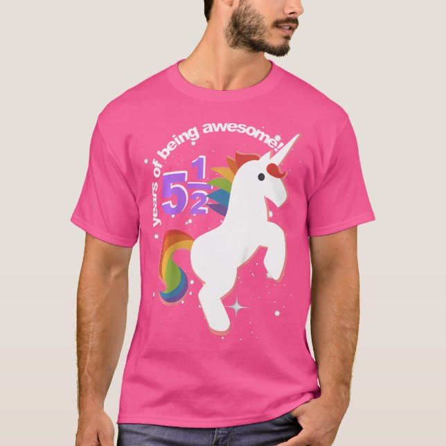 Crianças Meninas Meio Aniversário Camisa Unicórn 5 (Frente)
