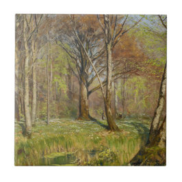 Crianças na floresta primavera H.A. Brendekilde