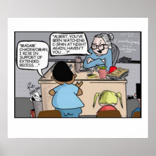 Crianças na Poster de Cartoon da Sala de Aula