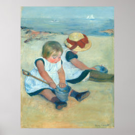 Crianças na praia - Mary Cassatt Fine Art Poster