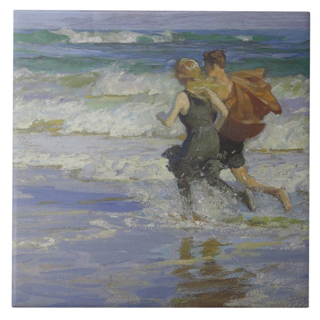Crianças na praia (por Edward Henry Potthast) (Frente)