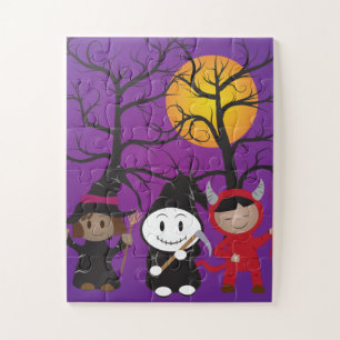 Crianças na Quebra-cabeça do Figurino do Halloween