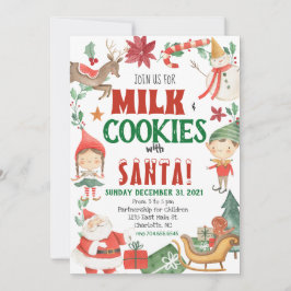 Crianças Natal Leite e Cookies Convite