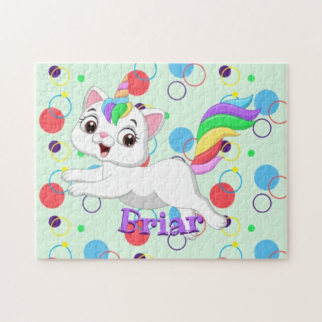 Crianças Nome Feliz Kittycorn Quebra-cabeça Learni (Horizontal)