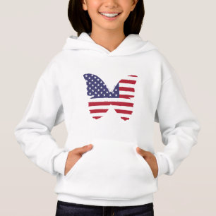 Crianças Patriótica Hoodie Butterfly