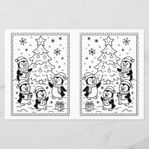 Crianças: Pinguins e Árvore de Página de Coloração