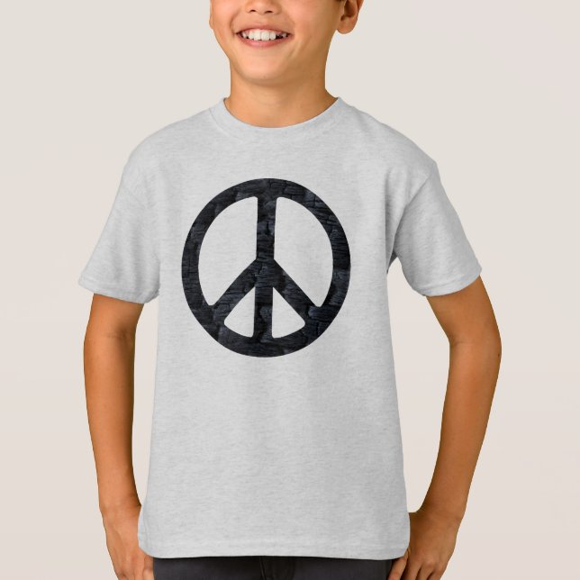 Crianças Queimam Camisa De Sinal De Paz De Madeira (Frente)