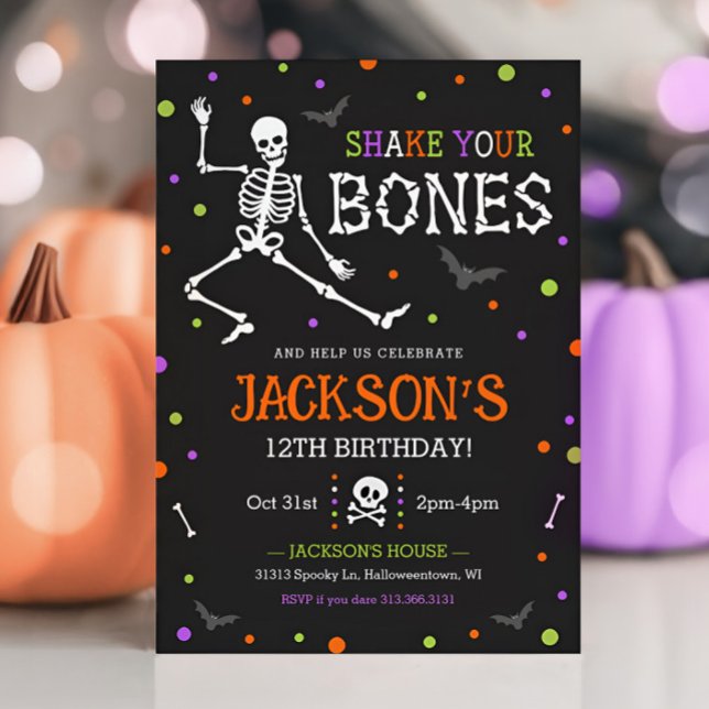 Crianças Skeleton Halloween Convite de Aniversário (Skeleton Kids Halloween Party Invitation)