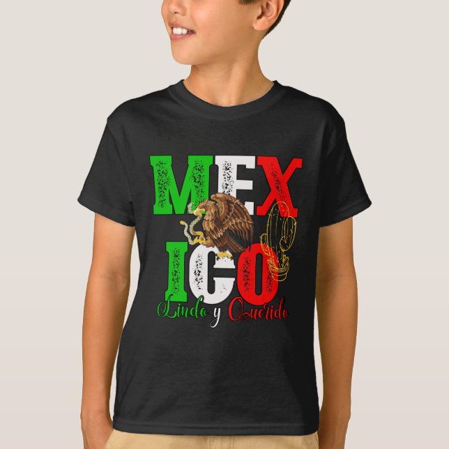 Crianças sobrenome personalizado camisas do méxico (Frente)