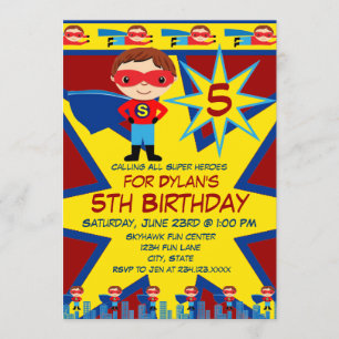 Crianças Super Heróis Convite de aniversário Ve