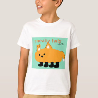 Crianças, twix gordo, camisa de gato