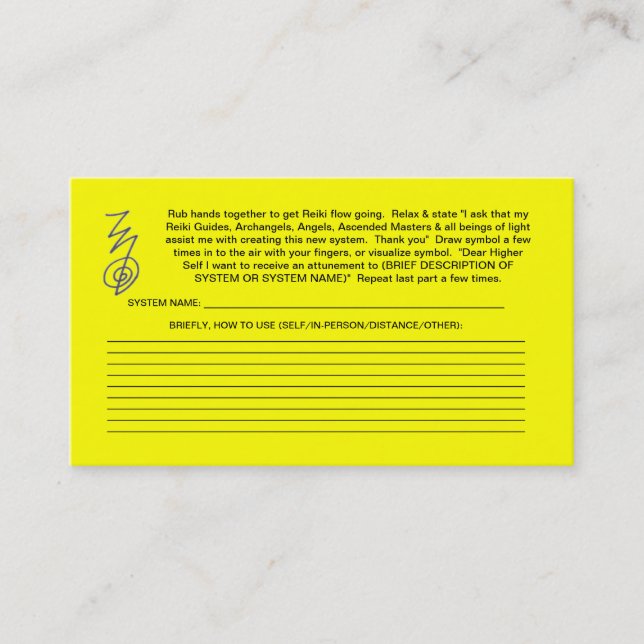 Criar cartões novos do sistema de Reiki (Frente)