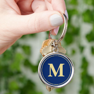 Criar Chaveiro de Monograma Dourado Azul Personali