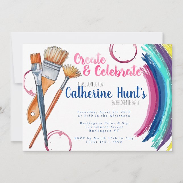 Criar e celebrar convite de Pintura e Festa de Sip (Frente)