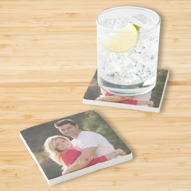 Criar Porta copos de Pedra de Foto do Casal Person (Create Custom Couple Newlywed Photo Stone Coaster)
