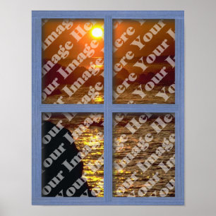 Criar seu próprio poster de madeira azul da janel