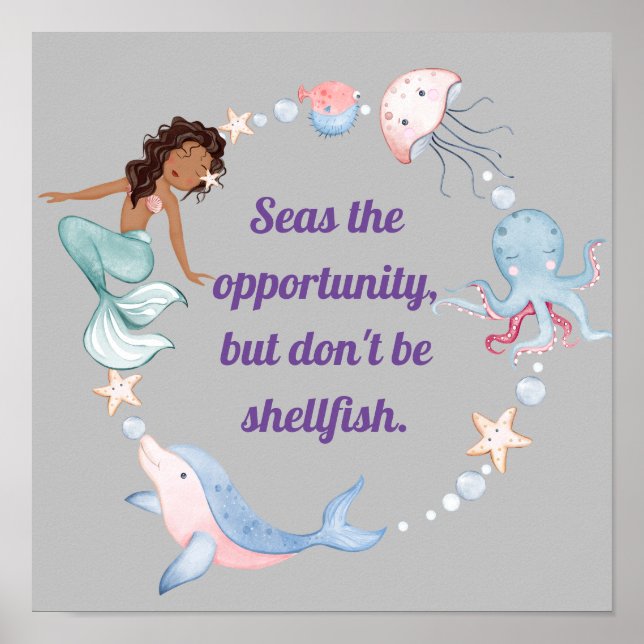 Criatura do Mar de Atitude dizendo poster (Frente)