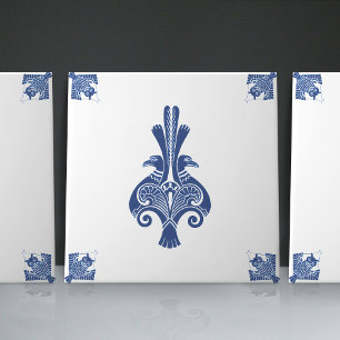 Criaturas Antigas da Art Nouveau em Azul Delft Hol