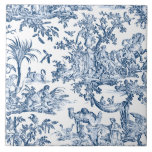 Criaturas Míticas Fantásticas Vintage Toile-Blue<br><div class="desc">Padrão de safra Whimsical com aves míticas,  animais e figuras humanas em uma paisagem de fantasia em azul sobre fundo branco.</div>