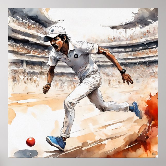 Cricketer indiano - Impressão de críquete de arqui (Frente)