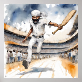 Cricketer indiano - Impressão de críquete de arqui