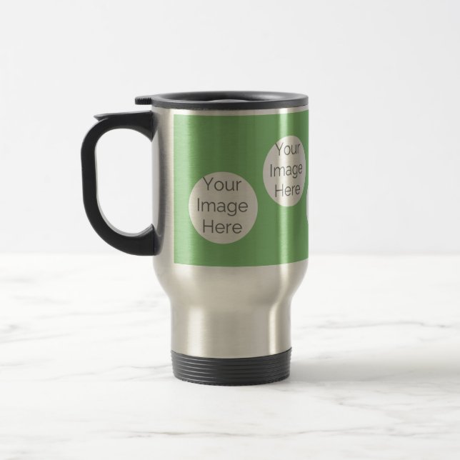 crie a sua caneca de viagem com fotos verdes (Esquerda)
