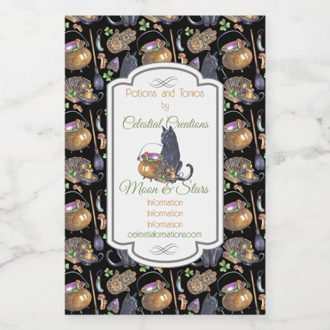 Crie a sua própria magia de Tarot de Gato Preto (Rótulo Único)