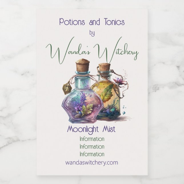 Crie As Garrafas Da Sua Própria Poção (Rótulo Único)