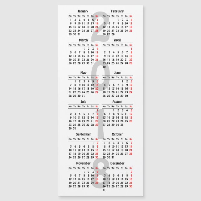 Crie o seu próprio cartão magnético de calendário  (Frente)