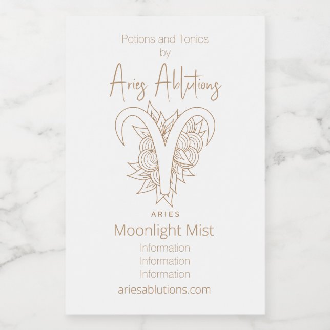 Crie o seu próprio Elegante Dourado e branco Aries (Rótulo Único)