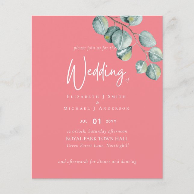 Crie O Seu Próprio Folheto De Casamento Eucalyptus (Frente)