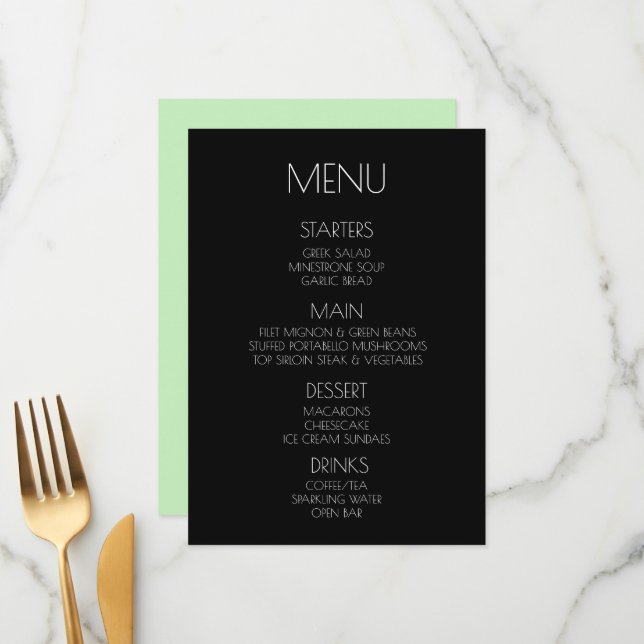 Crie o Seu Próprio - Menu Verde Claro Menta (Frente/Verso In Situ)