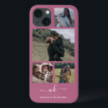 Crie O Seu Próprio Monograma Cor De Foto Rosa<br><div class="desc">Caso Elegante Monogrammed Pink Photo Collage iPhone 13 - Colagem de fotos Keepsaoke 4 com um modelo de monograma personalizado para suas iniciais e sobrenomes e nome de cheio abaixo da linha divisor em um fundo cor-de-rosa.</div>