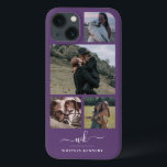 Crie O Seu Próprio Monograma De Colagem De Fotogra<br><div class="desc">Caso Elegante Monogrammed Purple Photo Collage iPhone 13 - Colagem de fotos Keepsaoke 4 com um modelo de monograma personalizado para suas iniciais e sobrenomes e nome de cheio abaixo da linha divisor em um fundo roxo.</div>