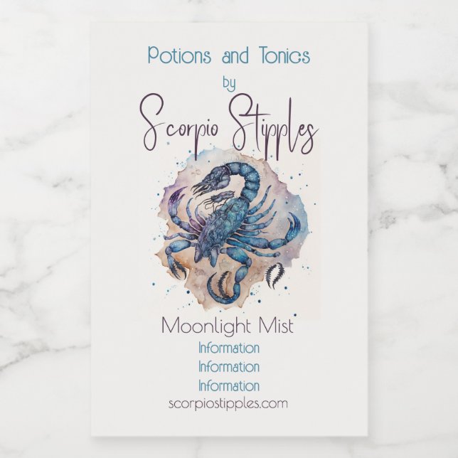 Crie seu Escorpião Místico Dourado e Azul (Rótulo Único)