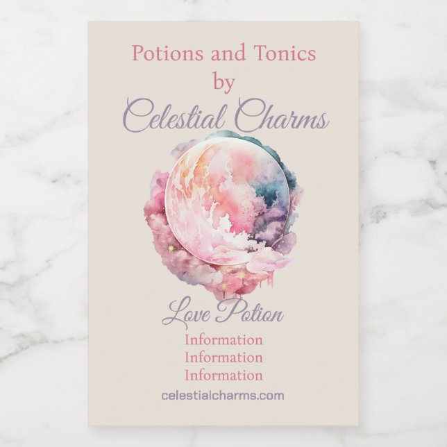 Crie Seu Próprio Amor Lunar Mágico Rosa Nebuloso d (Rótulo Único)