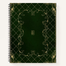 Crie seu próprio caderno verde escuro dourado da f
