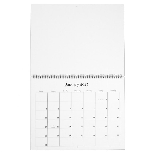 Crie seu próprio calendário (Jan 2027)